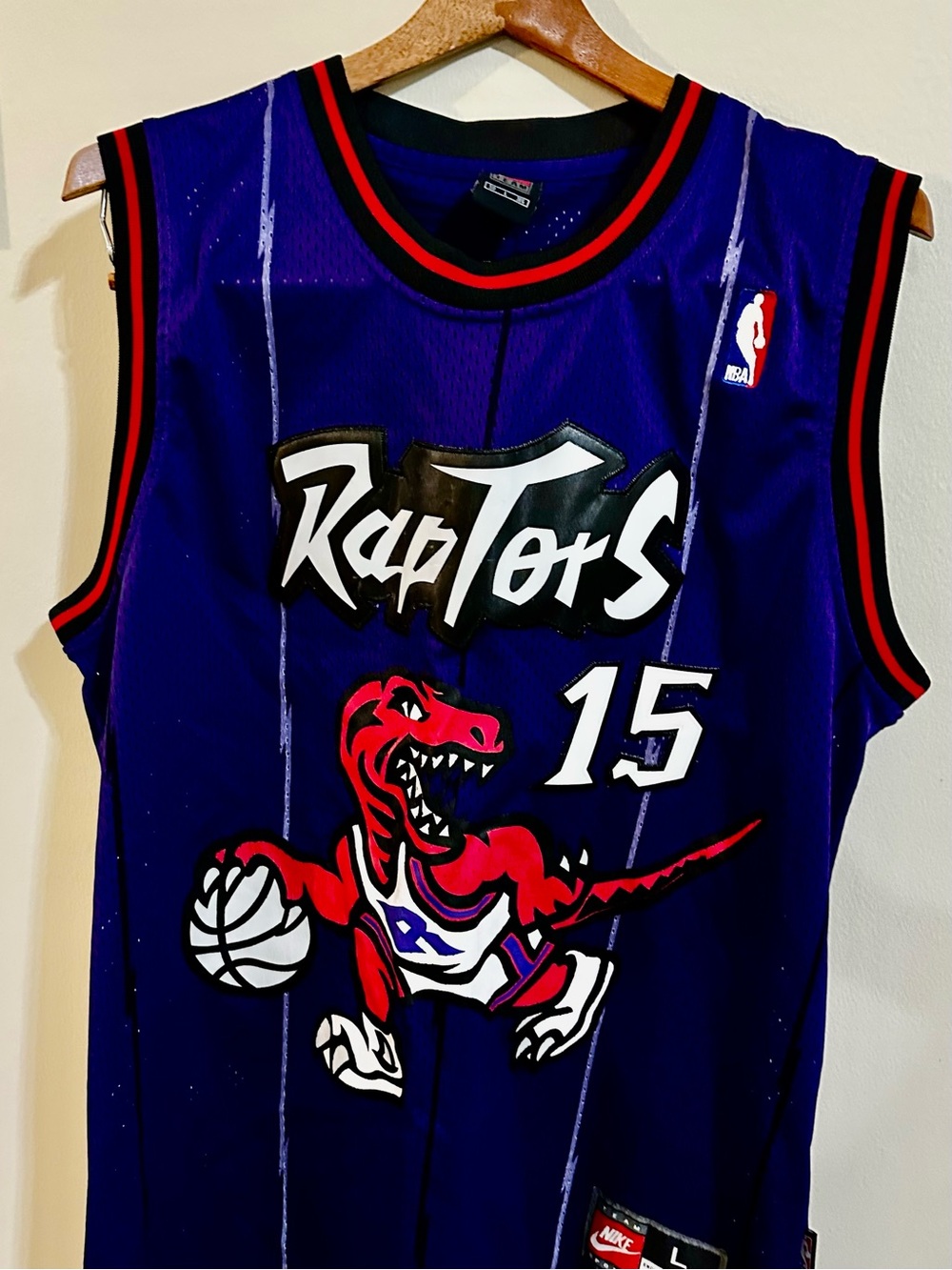 Vintage Nike Team Toronto Raptors Vince Carter #15 Purple Jersey size 50 L NBA B